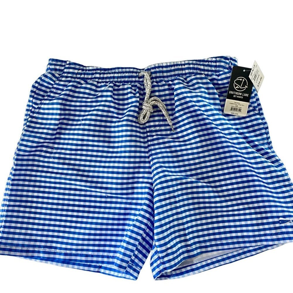 Southern Lure Swim Trunks Gingham Pattern NEW NWT
